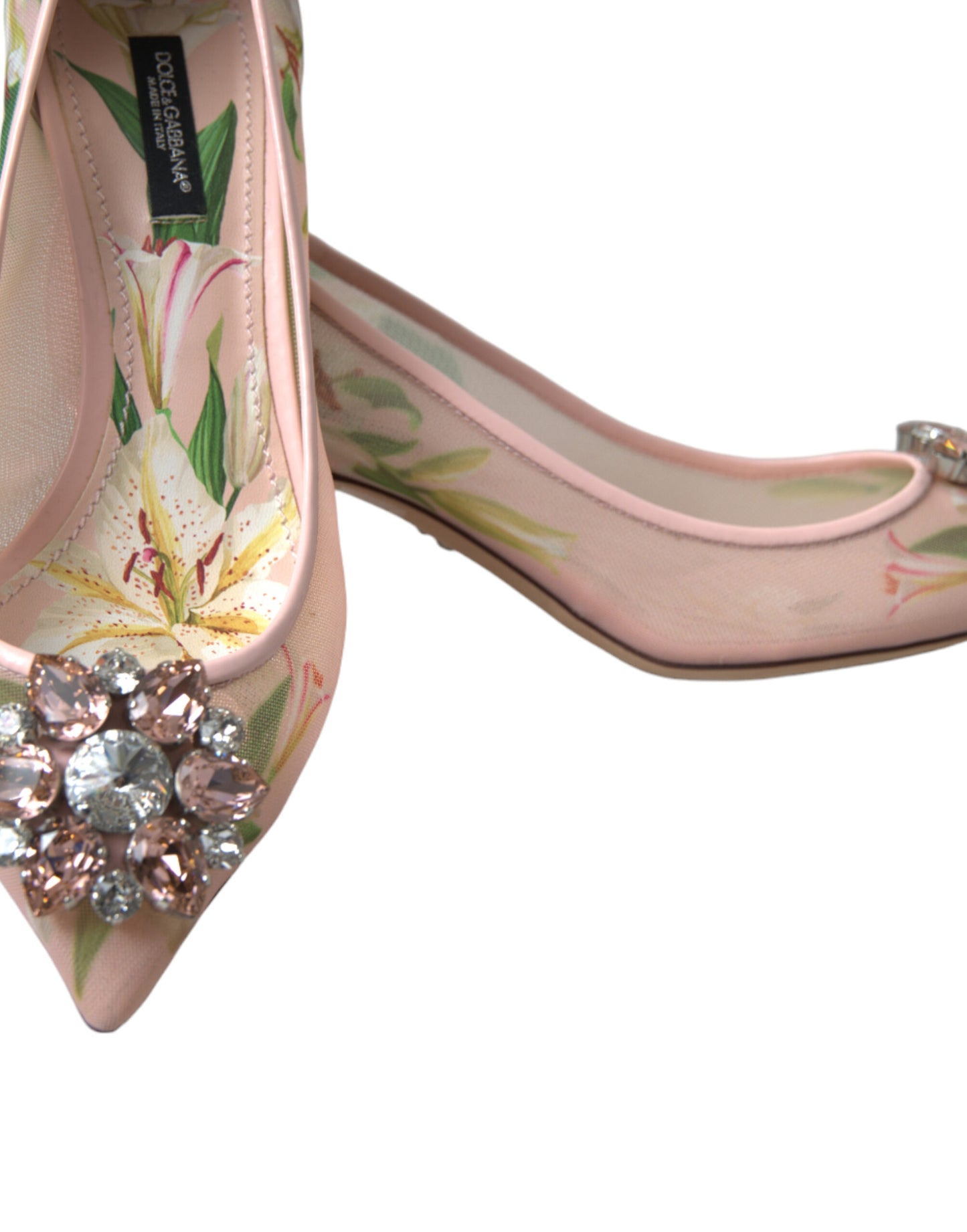 Dolce &amp; Gabbana Pink Floral Crystal Heels Pumps Schuhe