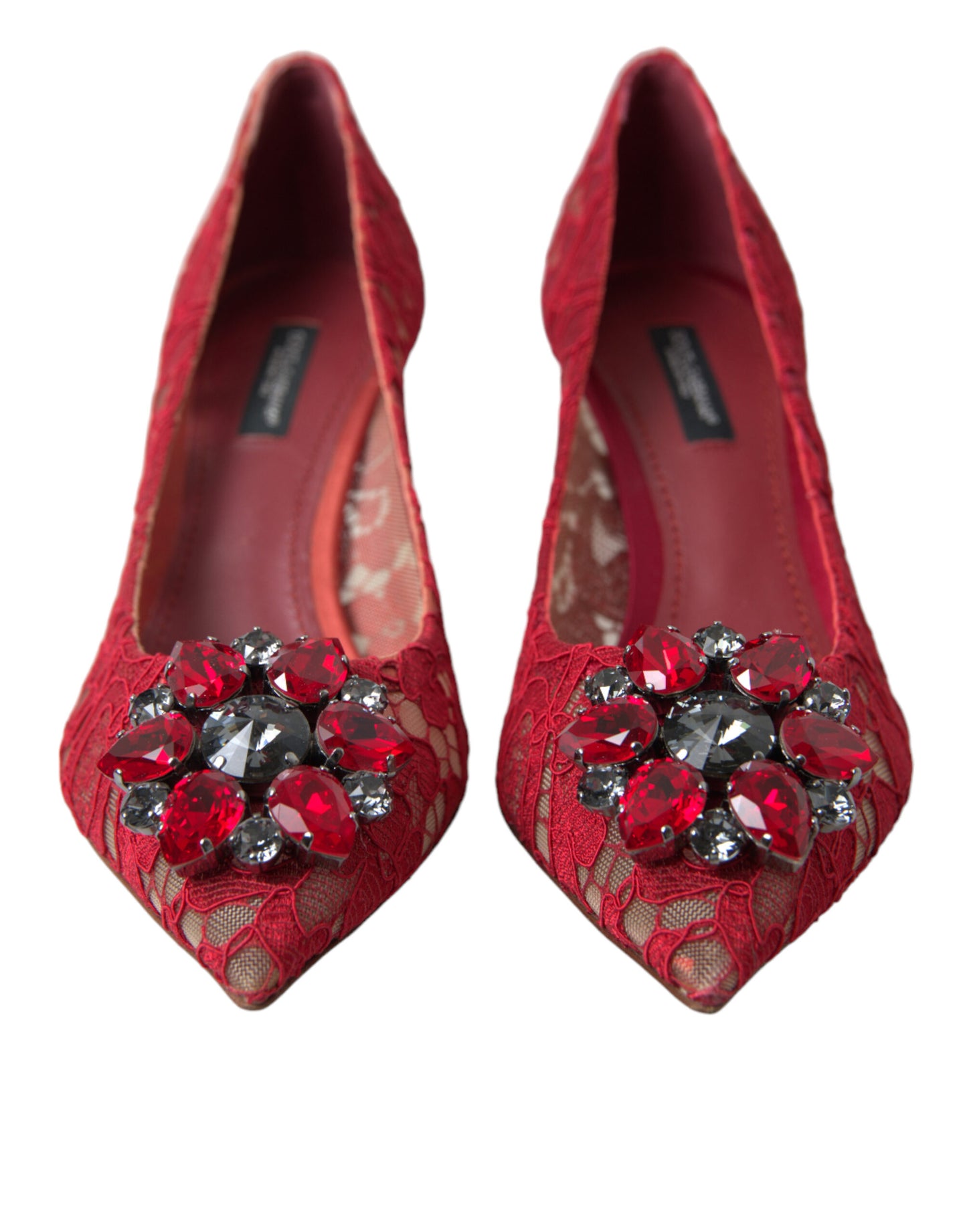 Dolce &amp; Gabbana Red Taormina Lace Crystal Heels Pumps Schuhe