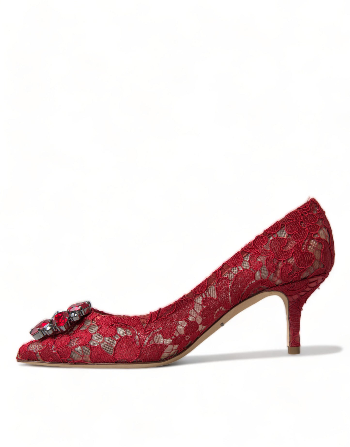 Dolce &amp; Gabbana Red Taormina Lace Crystal Heels Pumps Schuhe