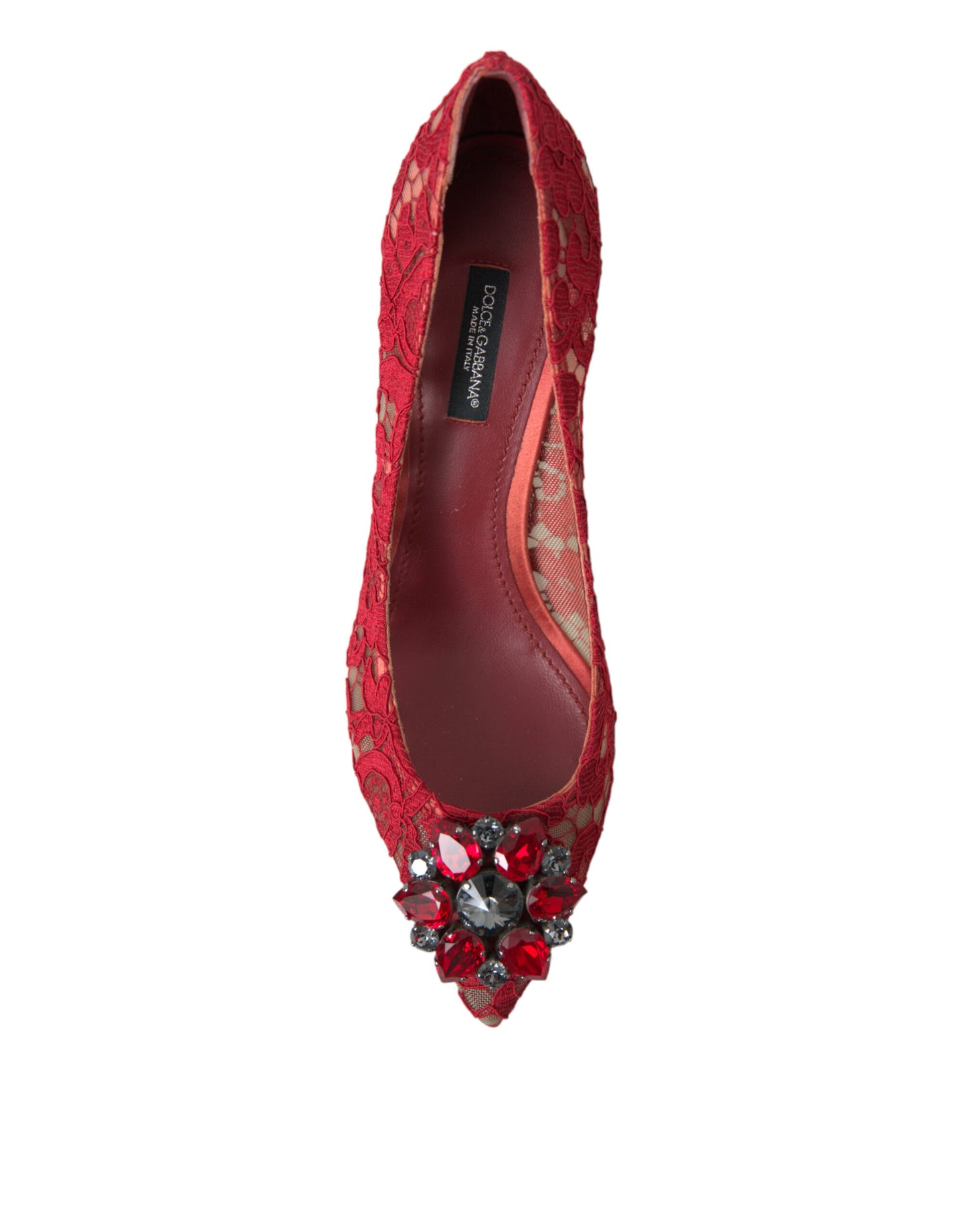 Dolce &amp; Gabbana Red Taormina Lace Crystal Heels Pumps Schuhe