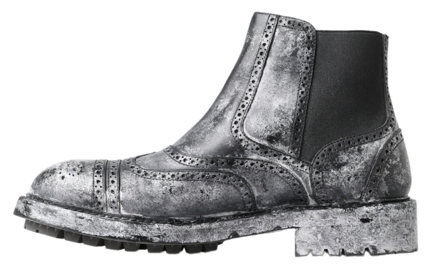 Dolce &amp; Gabbana Stiefeletten aus schwarzem, grauem Leder