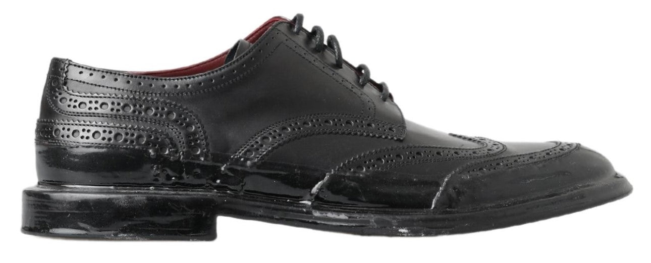 Dolce & Gabbana Elegant Black Leather Derby Shoes