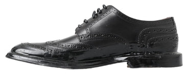 Dolce &amp; Gabbana formelle Oxford-Derby-Schuhe mit Flügelspitze aus schwarzem Leder