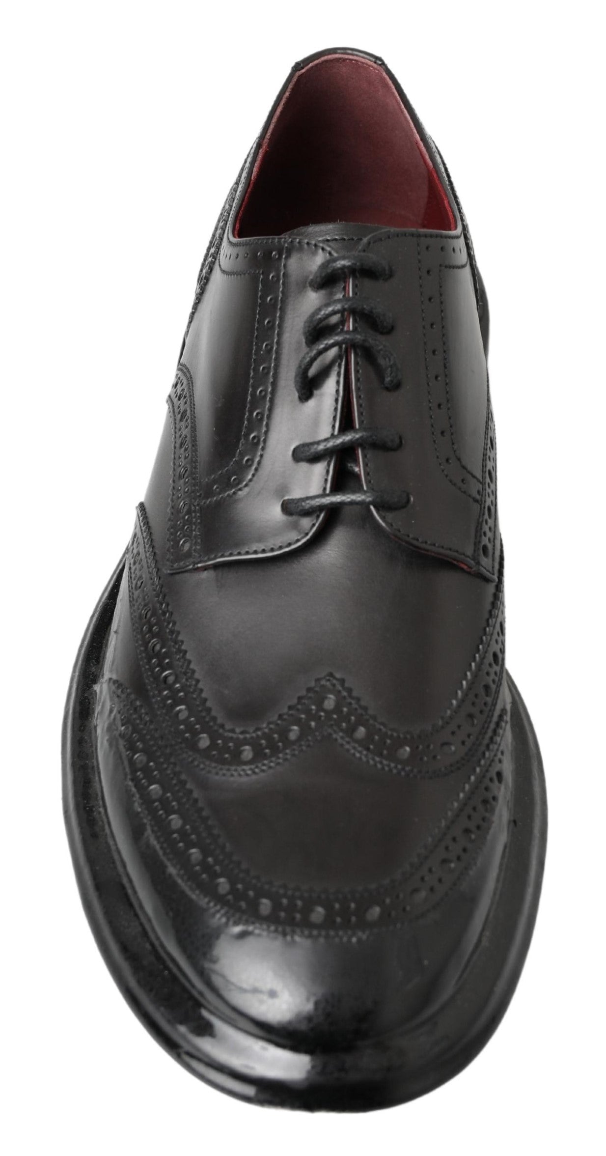 Dolce &amp; Gabbana formelle Oxford-Derby-Schuhe mit Flügelspitze aus schwarzem Leder