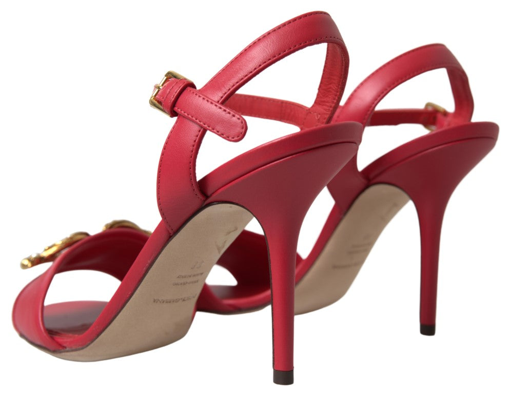 Dolce &amp; Gabbana Rote Knöchelriemen-Sandalen mit Stiletto-Absatz