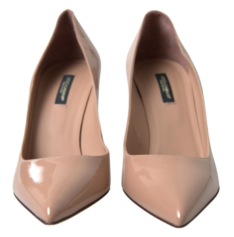 Dolce &amp; Gabbana Beige Lederpumps mit Lackabsätzen