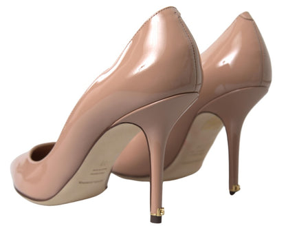 Dolce &amp; Gabbana Beige Lederpumps mit Lackabsätzen