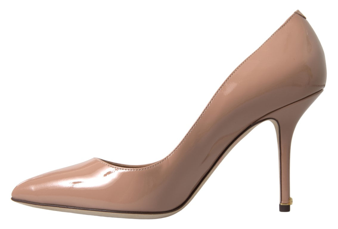 Dolce &amp; Gabbana Beige Lederpumps mit Lackabsätzen