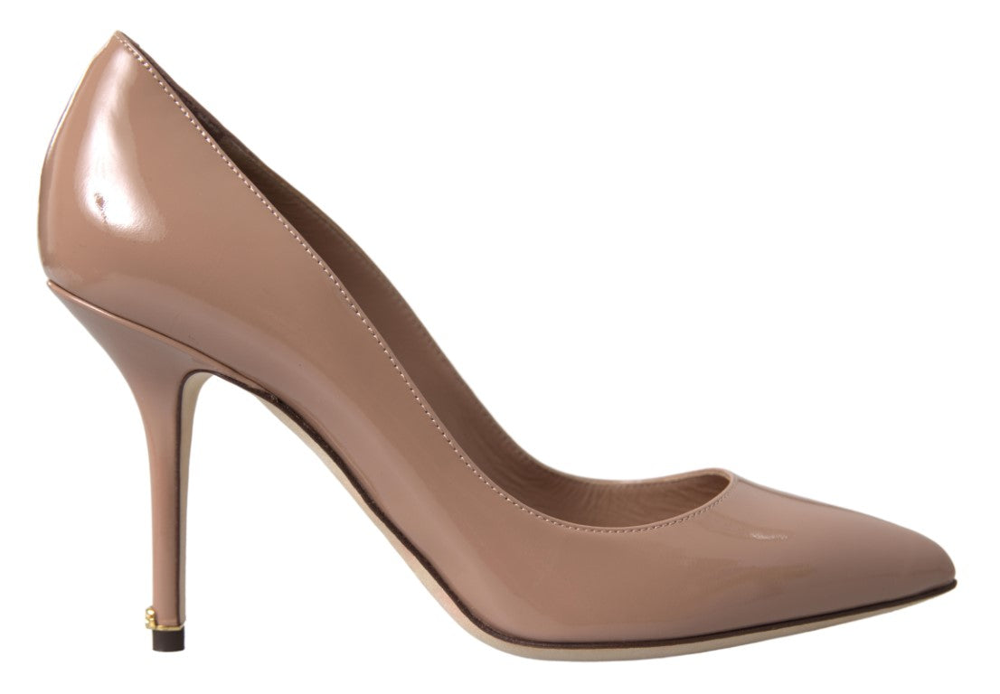 Dolce &amp; Gabbana Beige Lederpumps mit Lackabsätzen