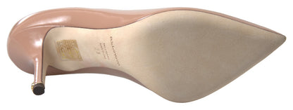 Dolce &amp; Gabbana Beige Lederpumps mit Lackabsätzen