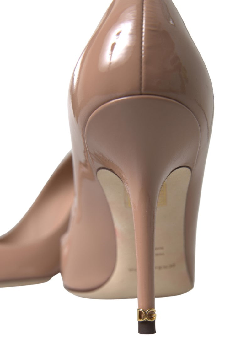 Dolce &amp; Gabbana Beige Lederpumps mit Lackabsätzen