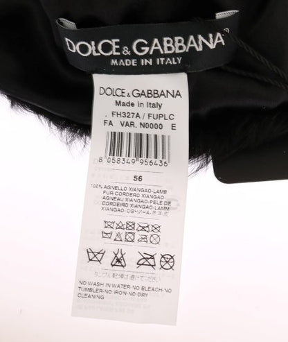 Schwarze Xiangao-Lammfellmütze von Dolce &amp; Gabbana