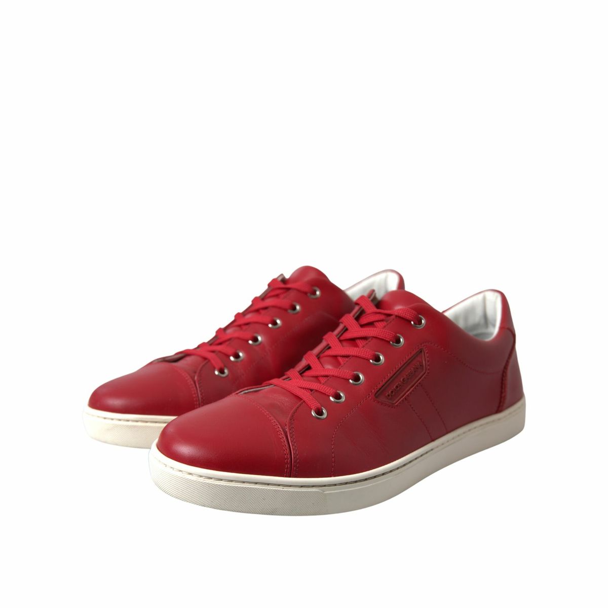 Dolce &amp; Gabbana Schuhe Rote Portofino-Leder-Low-Top-Herren-Sneaker