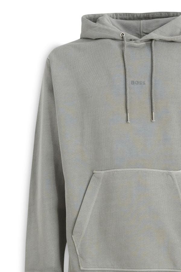 Hugo Boss Graues Baumwoll-Kapuzenpullover mit Logodetails