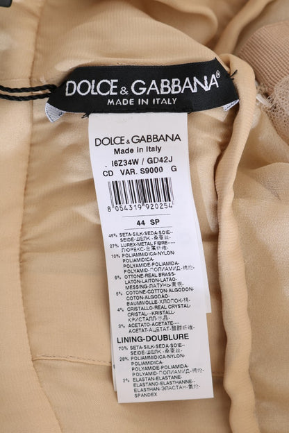 Dolce &amp; Gabbana Kleid aus goldener Seide mit Kristallverzierung