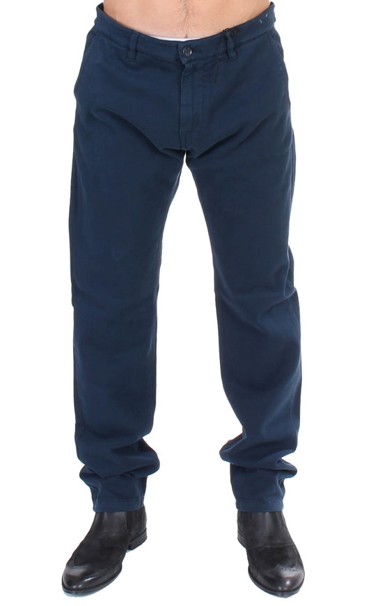 Blaue Stretch-Chinohose mit gerader Passform von GF Ferre