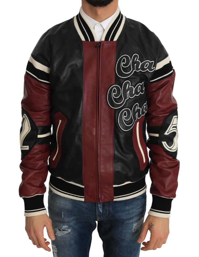 Dolce &amp; Gabbana Lederjacke „Club Lounge“ in Schwarz und Rot