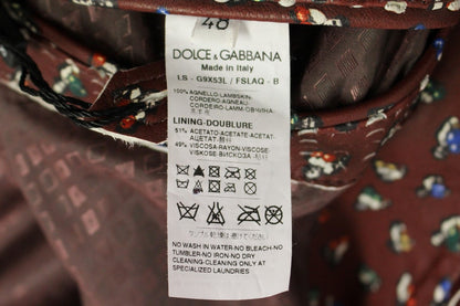 Dolce &amp; Gabbana Bordeaux Leder-Boxer-Print-Jackenmantel