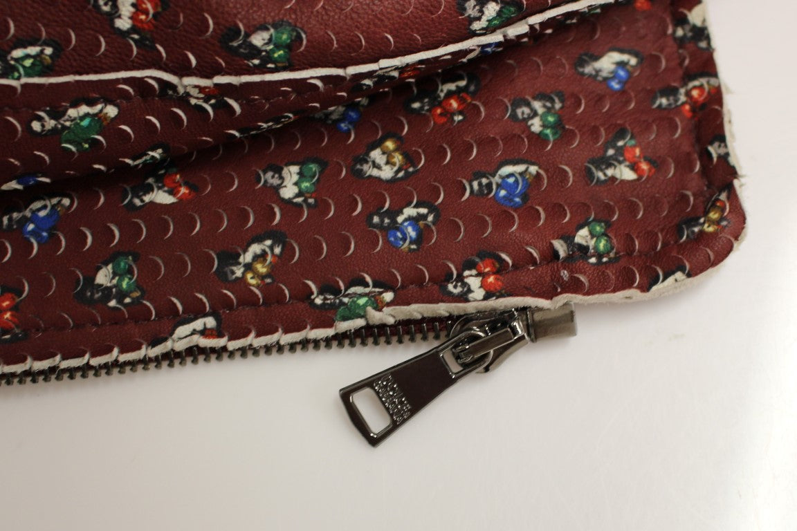 Dolce &amp; Gabbana Bordeaux Leder-Boxer-Print-Jackenmantel