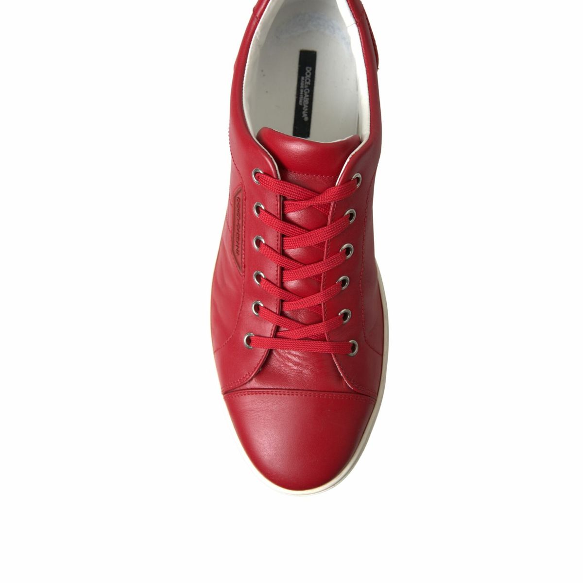 Dolce &amp; Gabbana Schuhe Rote Portofino-Leder-Low-Top-Herren-Sneaker