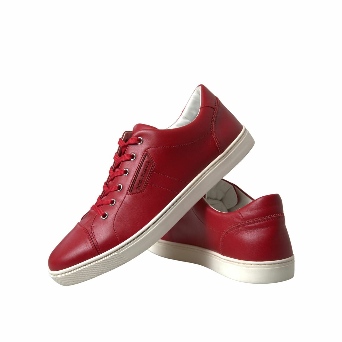 Dolce &amp; Gabbana Schuhe Rote Portofino-Leder-Low-Top-Herren-Sneaker