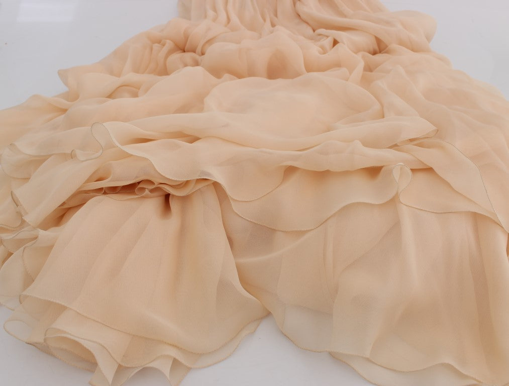 Dolce &amp; Gabbana Beige Ballkleid aus Seide in voller Länge