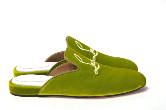 Christian Louboutin Bourgeon Lime Navy Coolito flache Schuhe