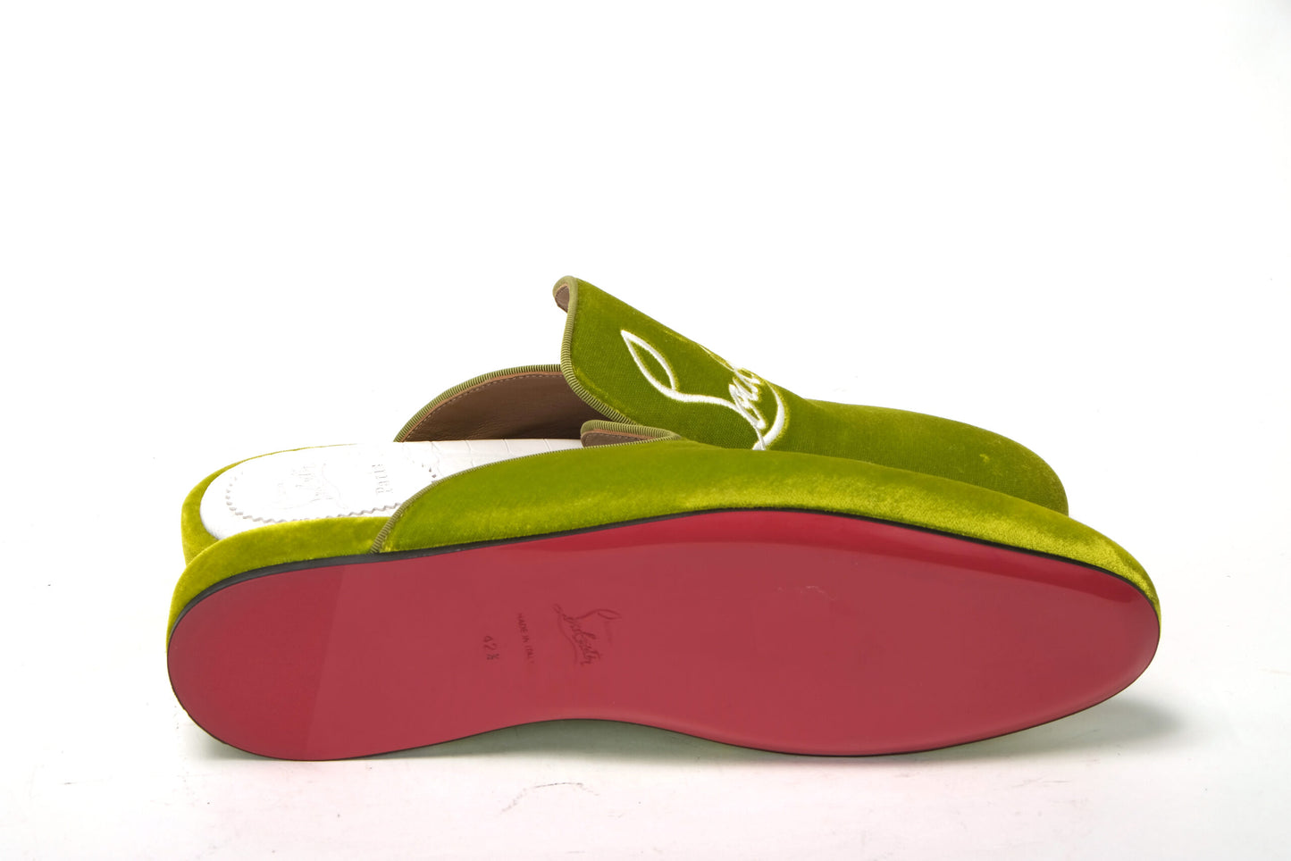 Christian Louboutin Bourgeon Lime Navy Coolito flache Schuhe