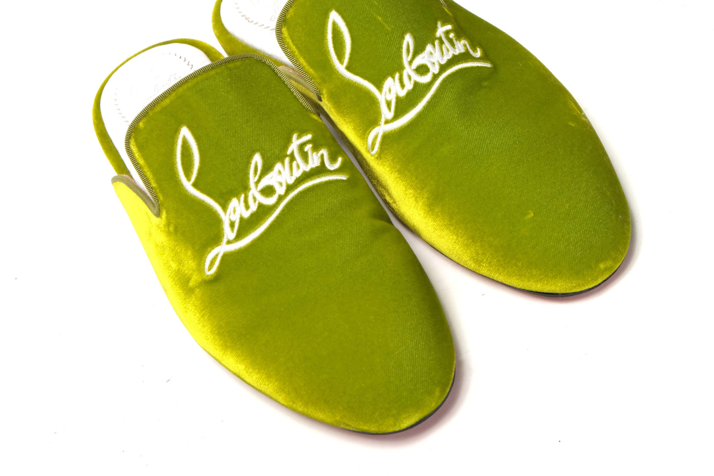 Christian Louboutin Bourgeon Lime Navy Coolito flache Schuhe