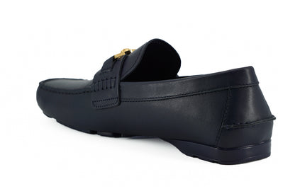 Marineblaue Loaferschuhe aus Kalbsleder von Versace