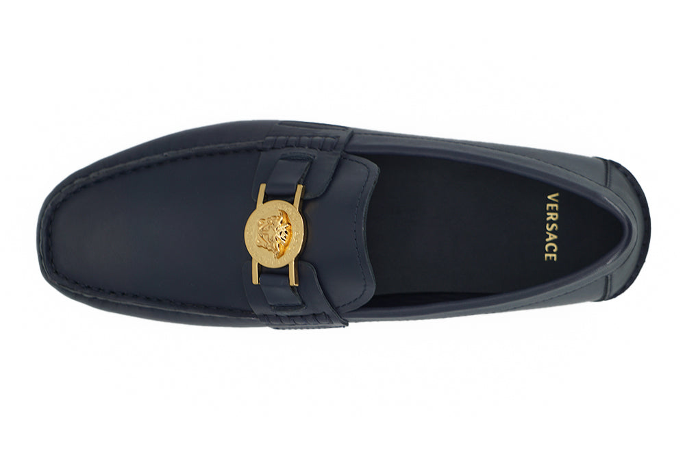 Marineblaue Loaferschuhe aus Kalbsleder von Versace