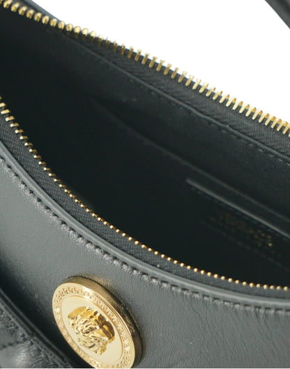 Versace Elegant Half Moon Leather Shoulder Bag