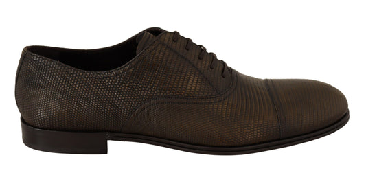 Dolce &amp; Gabbana Braune Oxford-Schuhe aus Eidechsenleder