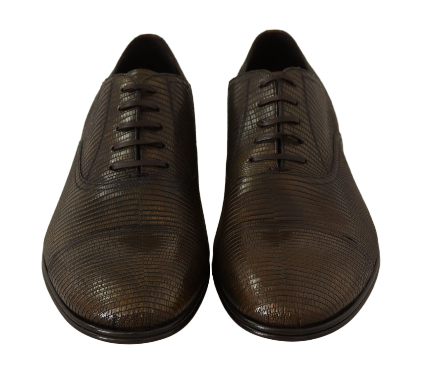 Dolce &amp; Gabbana Braune Oxford-Schuhe aus Eidechsenleder