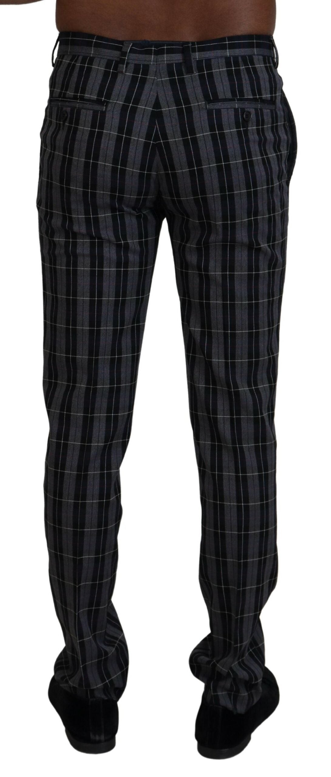 BENCIVENGA Elegant Gray Checkered Wool Chino Pants