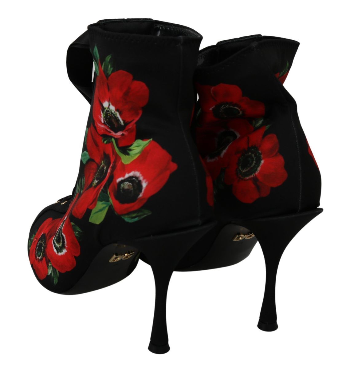 Dolce &amp; Gabbana Stiefeletten mit schwarzen roten Rosen