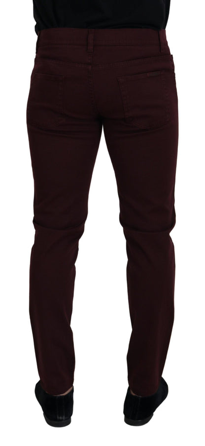 Dolce & Gabbana Slim Fit Bordeaux Jeans - Italian Luxury