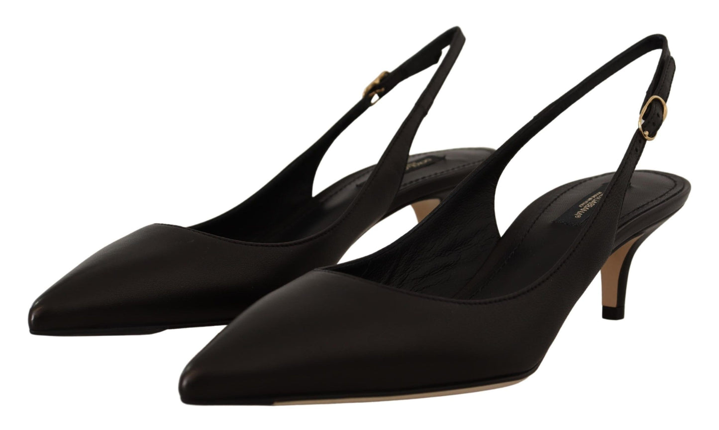 Dolce &amp; Gabbana Schwarze Leder-Slingbacks-Pumps-Schuhe