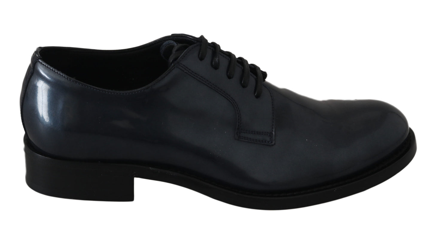 Dolce &amp; Gabbana Blaue Derby-Kleiderschuhe aus Leder