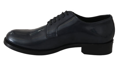 Dolce &amp; Gabbana Blaue Derby-Kleiderschuhe aus Leder