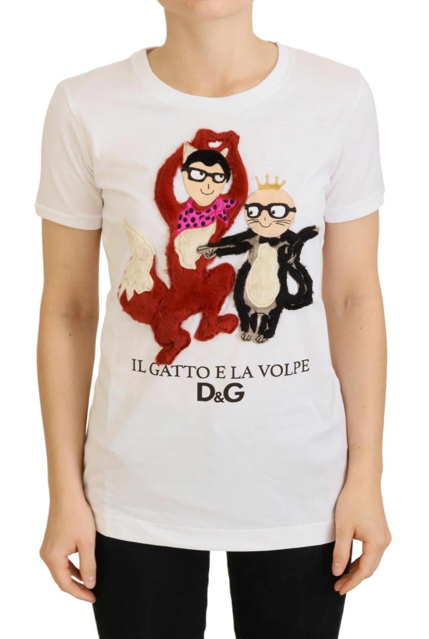 Dolce &amp; Gabbana T-Shirt-Oberteil, weiß, strukturiert, kurzärmelig