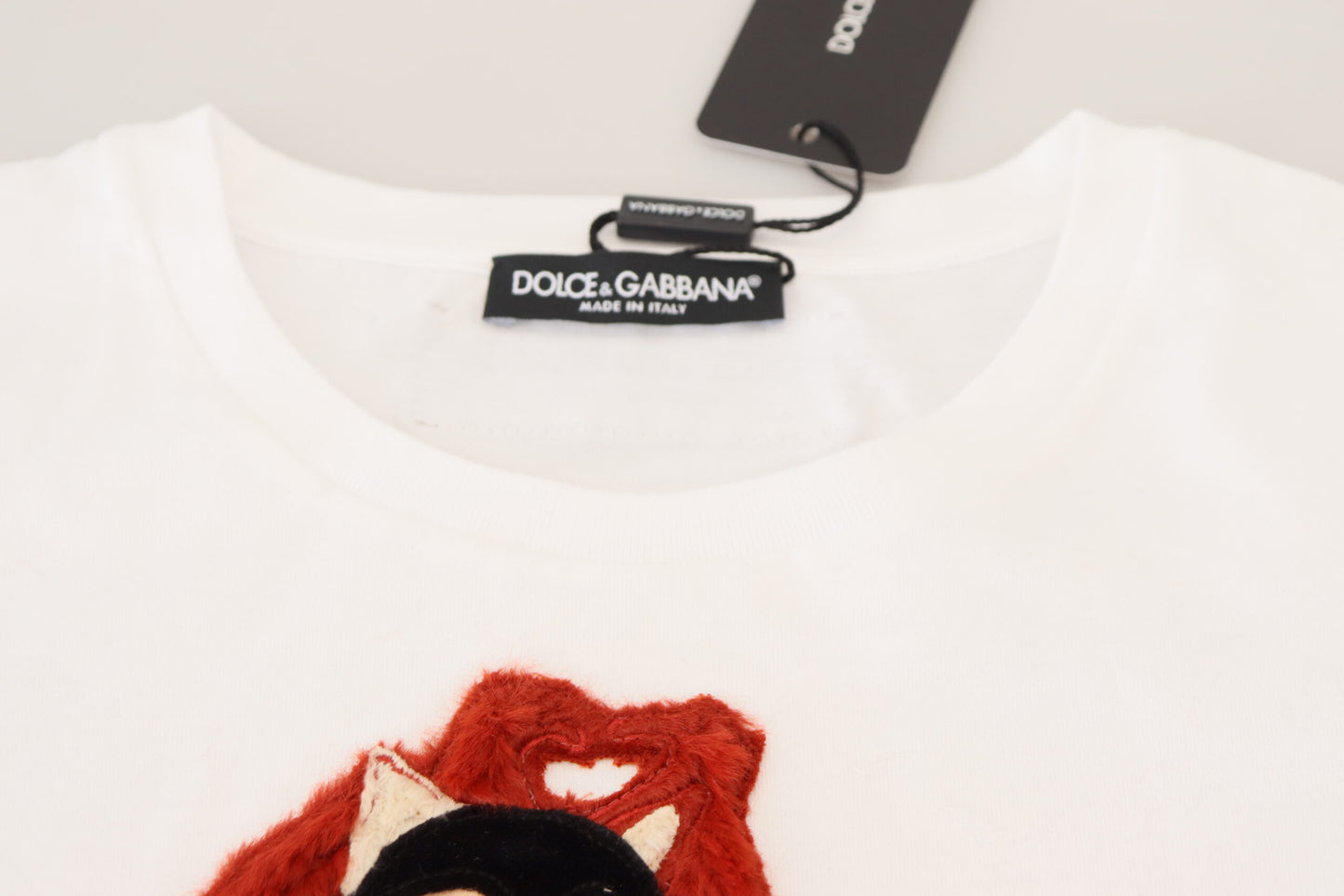 Dolce &amp; Gabbana T-Shirt-Oberteil, weiß, strukturiert, kurzärmelig