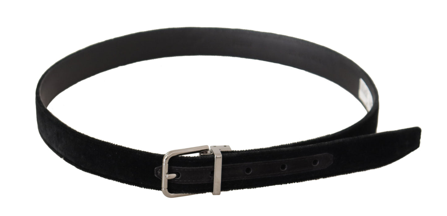 Dolce & Gabbana Elegant Black Velvet Designer Belt