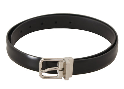 Dolce & Gabbana Elegant Black Leather Belt with Metal Buckle