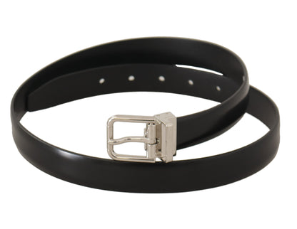 Dolce & Gabbana Elegant Black Leather Belt with Metal Buckle