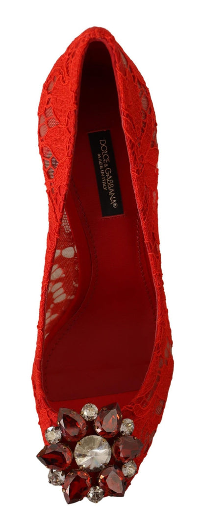 Rote Taormina-Pumps mit Spitzenkristallabsätzen von Dolce &amp; Gabbana