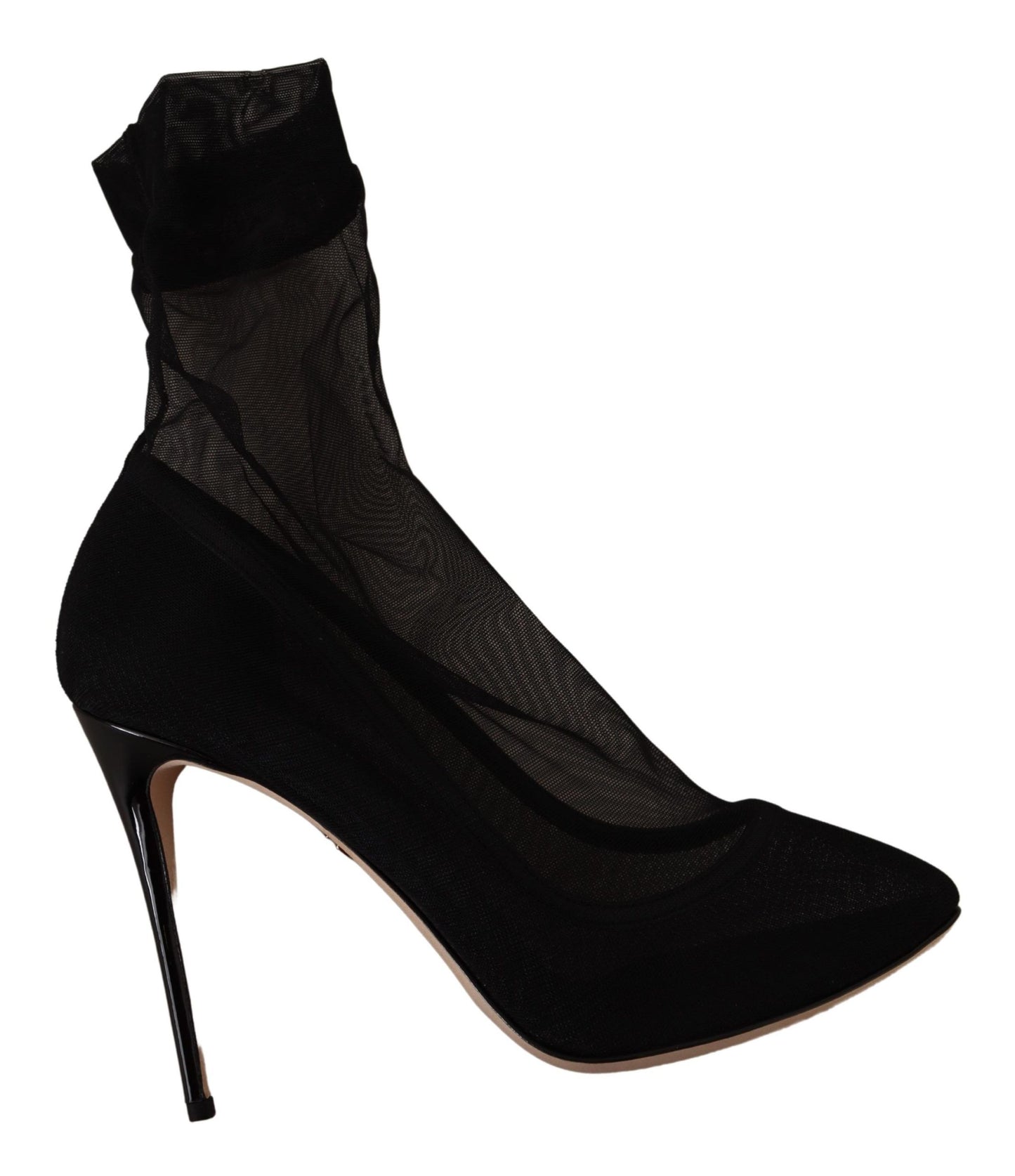 Dolce &amp; Gabbana Schwarze Stretch-Tüll-Stretch-Stiefelschuhe