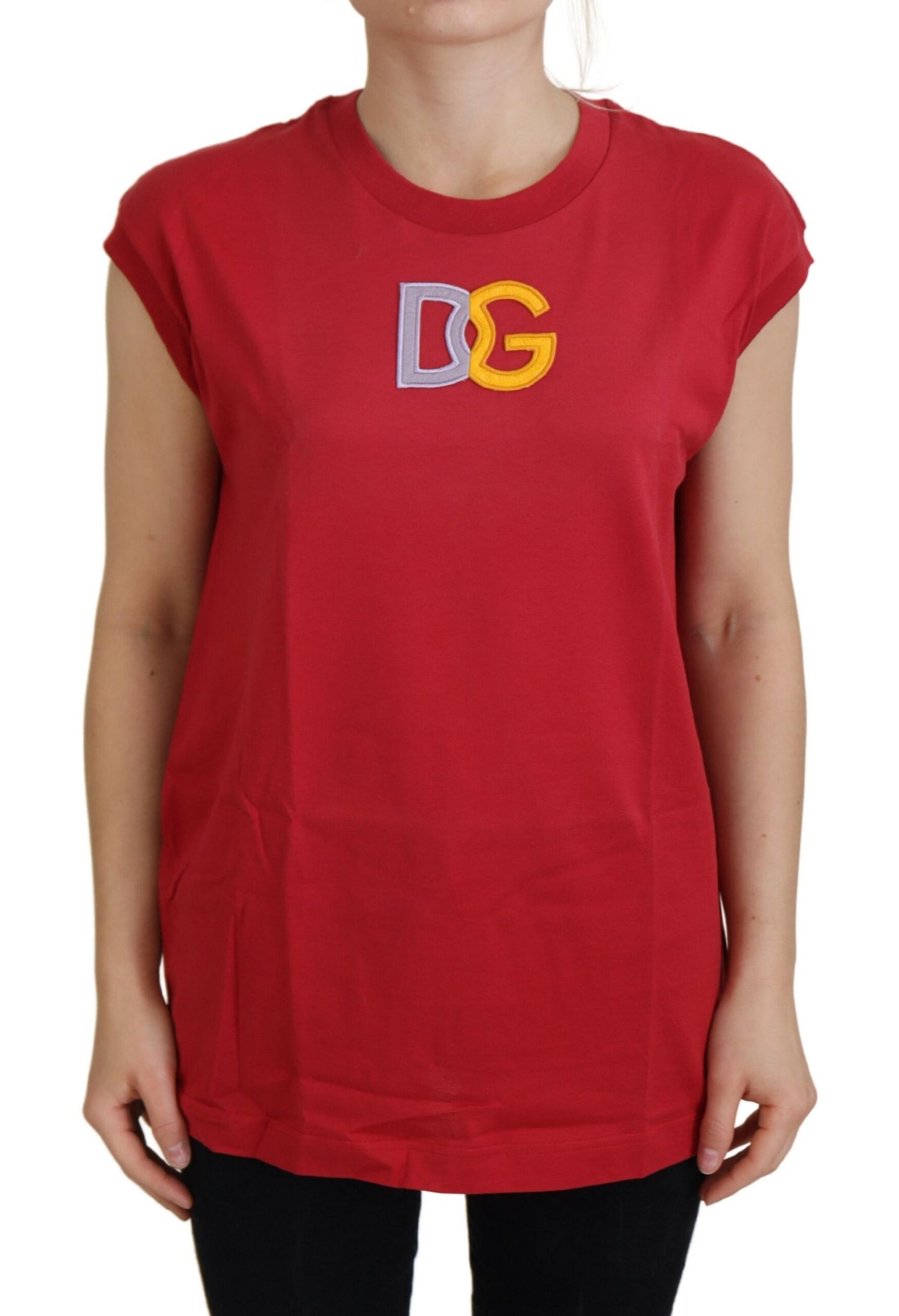 Dolce &amp; Gabbana Rotes Baumwoll-DG-Logo-Tanktop-T-Shirt