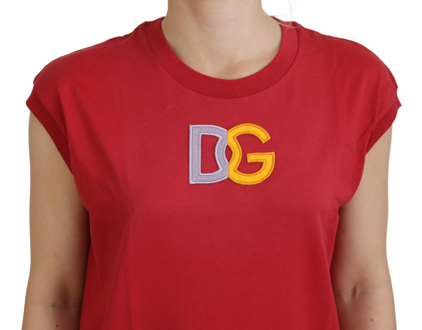 Dolce &amp; Gabbana Rotes Baumwoll-DG-Logo-Tanktop-T-Shirt