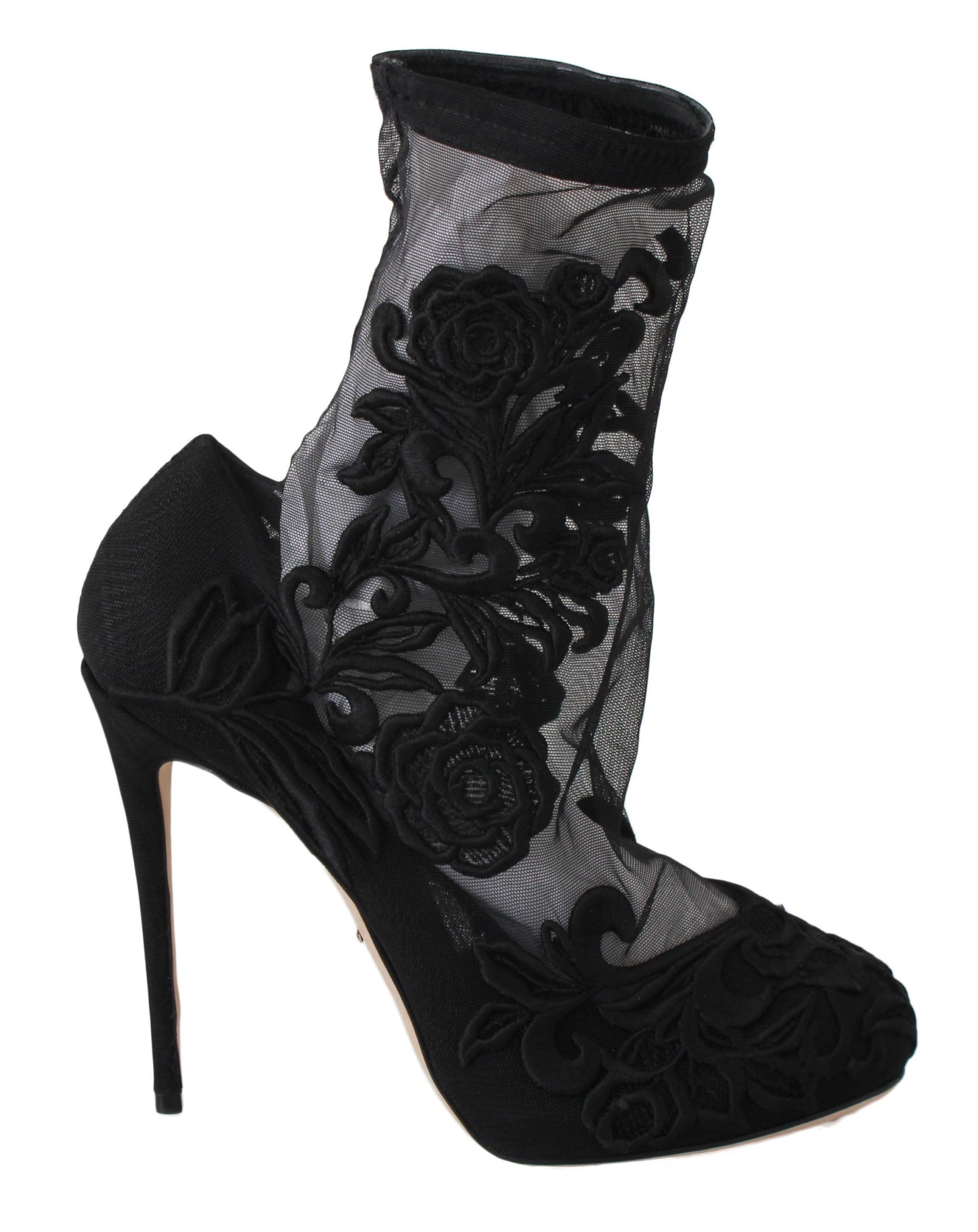 Dolce &amp; Gabbana Black Roses Stilettos Booties Socken Schuhe